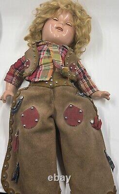 Vintage 1930s 17 Texas Ranger Cowboy Composition Shirley Temple Doll Clear Eyes