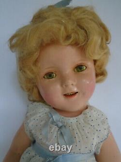 Vintage 1930s 18 Composition Ideal Shirley Temple Doll in Orig Blue Dot Dress