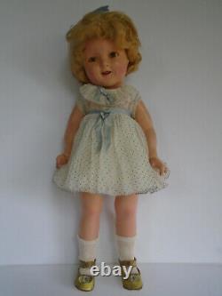 Vintage 1930s 18 Composition Ideal Shirley Temple Doll in Orig Blue Dot Dress