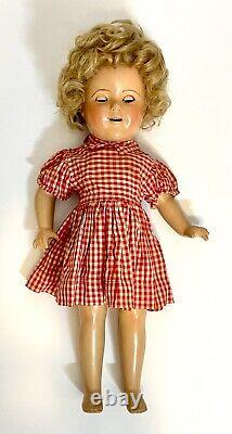 Vintage 1930s Ideal Shirley Temple Composition Doll 17 Red Gingham Dress