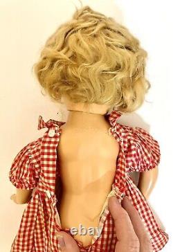 Vintage 1930s Ideal Shirley Temple Composition Doll 17 Red Gingham Dress