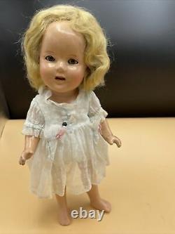 Vintage 1930s Shirley Temple Composition 12 Doll In Original Dress