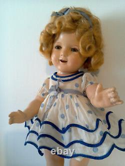 Vintage 1934 18 Tag in Head Composition Ideal Shirley Temple Doll in Tag Dress