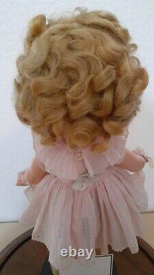 Vintage 1935 Shirley Temple Doll withStand and Glass Dome Case