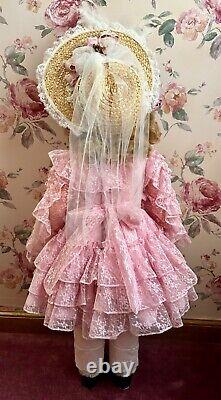 Vintage 1984 34 Mrs Shirley Temple Black Playpal Doll Dreams & Love Pink Dress