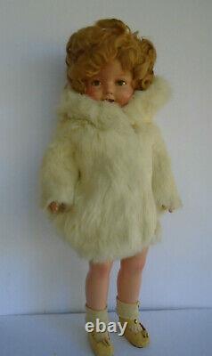 Vintage 22 Composition Ideal Shirley Temple Doll in Fur Coat Capt January Dress