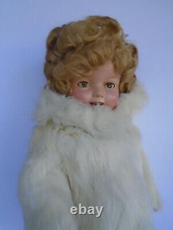 Vintage 22 Composition Ideal Shirley Temple Doll in Fur Coat Capt January Dress