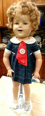 Vintage 27'' Shirley Temple Composition Doll Marked Ideal Doll Co, Blond Hair