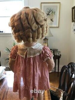Vintage 27 Shirley Temple Doll Composition Marked Ideal Blond Wig Dress Pin