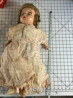 Vintage Antique 1930's Shirley Temple Composition Baby Doll Toy Dress Hair