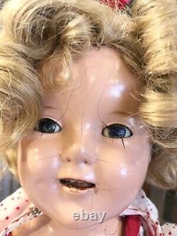 Vintage Antique Ideal 1930's Shirley Temple Composition Doll Marked 18 inches