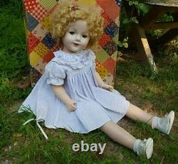 Vintage Composition Hard Plastic Shirley Temple Type Large Doll Needs TLC
