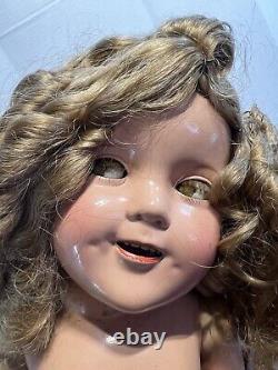 Vintage Composition Shirley Temple Baby Doll Flirty Eyes Large 24 With Clothes