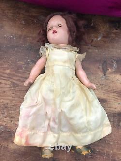 Vintage IDEAL Shirley Temple Composition Doll 13 with Dress & Shoes