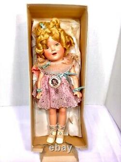 Vintage Ideal Composition Shirley Temple Doll Pink Dress Price Tag Box
