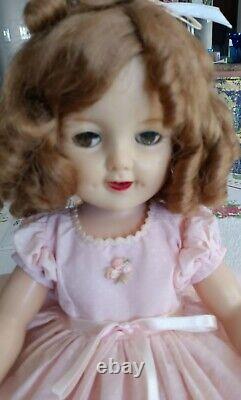 Vintage Ideal Doll Shirley Temple 19 Vinyl Doll Pink Dress Eyes Move ST-19-1