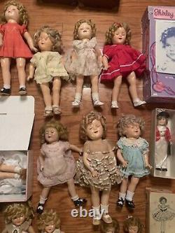 Vintage Ideal Shirley Temple Composition Doll Original Dresses, Pin, Trunk Lot