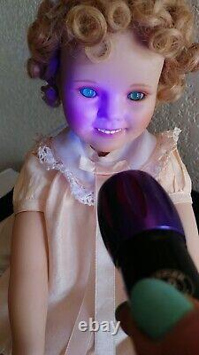 Vintage Little Miss Shirley Temple UV Glowing Green Glass Eyes Oddity Doll