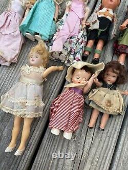 Vintage Mixed Doll Lot With Clothes Rolling Eyes German Dutch