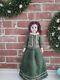 Vintage Porcelain/cloth/leather Doll Vintage In Green Outfit 1900 Horseshoe