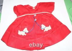 Vintage Red Shirley Temple Scotty Dress Tagged for a Composition Doll