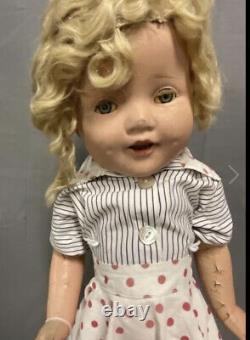 Vintage Shirley Temple 20 Composition Doll withDress Shoes & Pin 1930's Very Nice