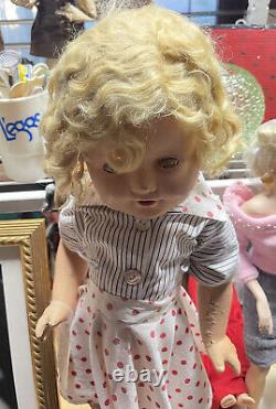 Vintage Shirley Temple 20 Composition Doll withDress Shoes & Pin 1930's Very Nice