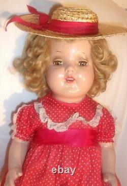 Vintage Shirley Temple Cloth And Composition Doll 18 Inches Tall With Sleep Eyes