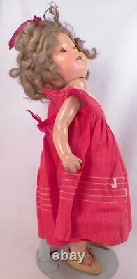 Vintage Shirley Temple Composition Doll Ideal 13in. Red Music Note Dress As Is