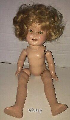 Vintage Shirley Temple Composition Ideal Doll 13 As Is/Needs TLC For Repair