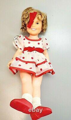 Vintage Shirley Temple Doll + The world's Darling Ideal Doll Pin, Polka 16.5