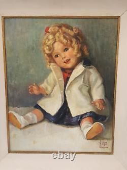 Vintage Shirley Temple doll oil painting signed Audrey Forfar Shippam explorer