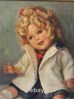 Vintage Shirley Temple doll oil painting signed Audrey Forfar Shippam explorer