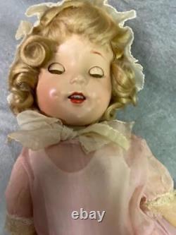 Vtg 16 1/2 Inch Composition Shirley Temple Doll Sleep Eyes, Jointed Shoulder-hip