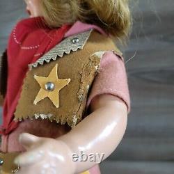 Vtg 40s Ideal Shirley Temple Doll Western Cowboy Cowgirl Suede Chaps -AS IS-READ