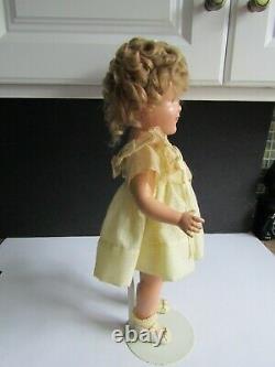 Vtg Ideal Shirley Temple Doll 17 Composition in Yellow Dress with Original Pin