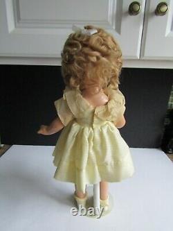 Vtg Ideal Shirley Temple Doll 17 Composition in Yellow Dress with Original Pin