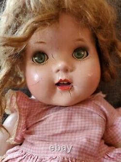 Vtg Jeannette Composition Doll Shirley Temple Teeth 20 inches