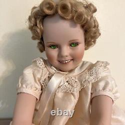 Vtg? Porcelain Little Miss Shirley Temple creepy Green Glass Eyes Doll