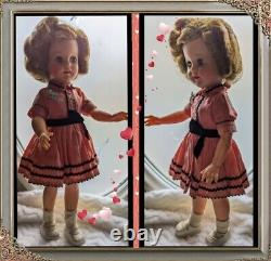 Vtg Shirley Temple Doll withRare Script Signature Pin-Peach Pink Dress (1957-63)